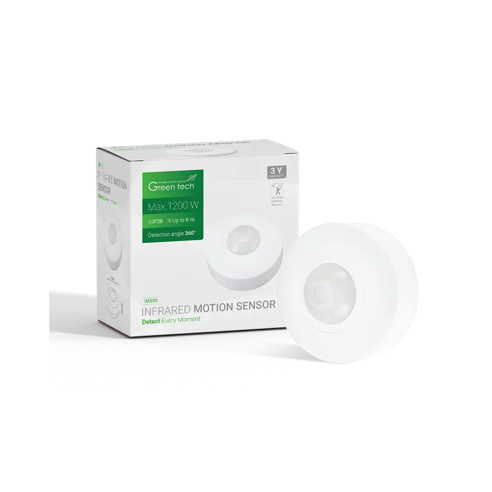 Infrardeči nadometni senzor gibanja Green Tech IMS05, 360°, IP20