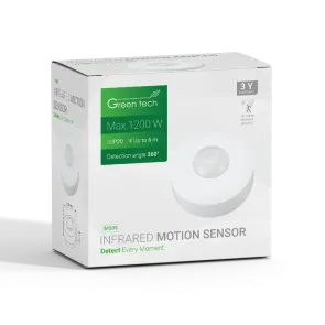 Infrardeči nadometni senzor gibanja Green Tech IMS05, 360°, IP20