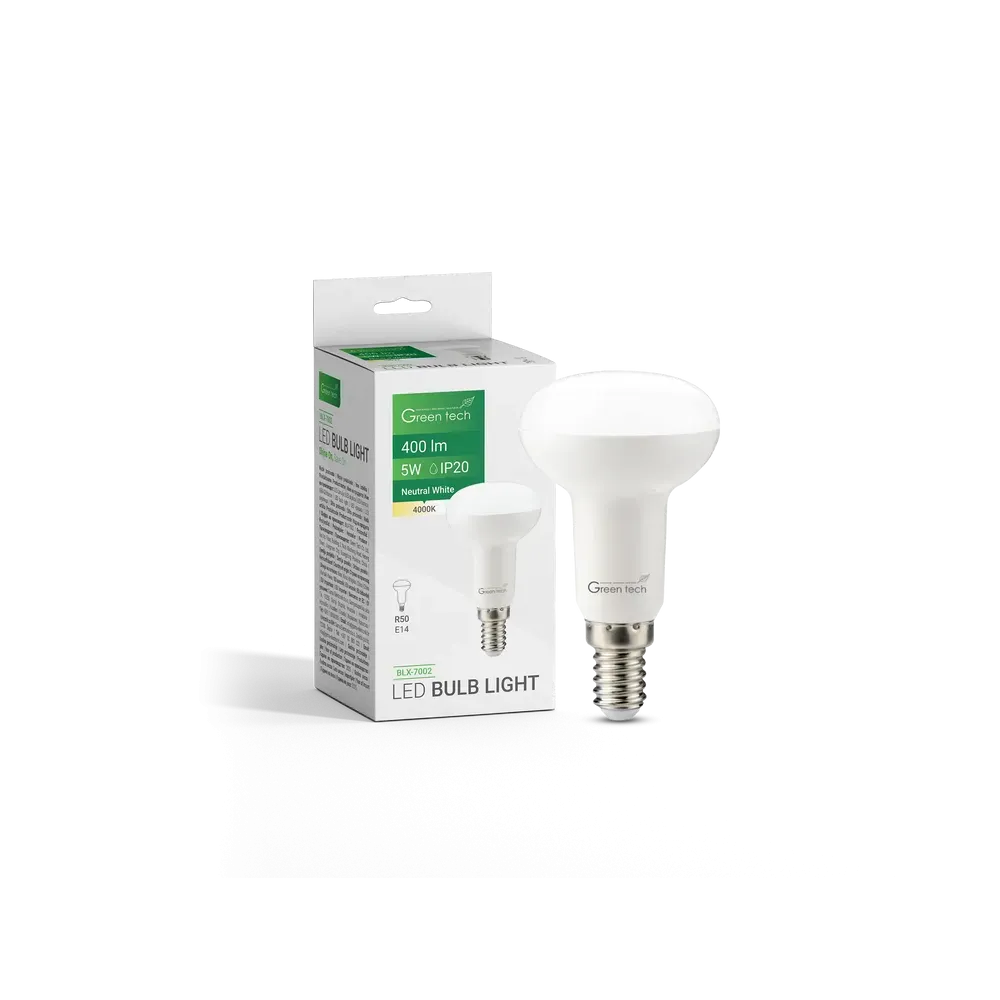 LED žarnica Green Tech 5W, 4000K, E14, R50, IP20, Sanan čip