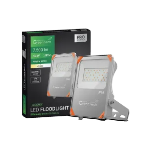 Premium LED reflektor Green Tech 50W, 150 lm/W, 4200K, IP66, Meanwell XLG