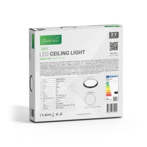 LED stropna svetilka Green Tech 12W, 4000K, IP20, bela + črna, Ø 25,8 cm