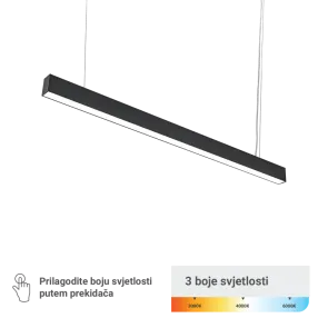 LED linearna svetilka Green Tech 40W, 3CCT, IP40, 120 cm, črna