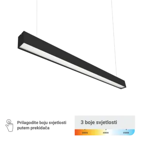 LED linearna svetilka Green Tech 40W, 3CCT, IP40, 120 cm, črna