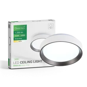 LED stropna svetilka Green Tech 12W, 4000K, IP20, bela + antracit, Ø 25,8 cm