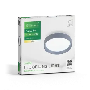 LED stropna svetilka Green Tech 12W, 4000K, IP20, modra, Ø 25,8 cm