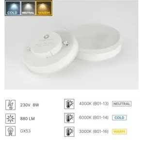 LED Bulb GX53 8W 4000K (B01-13)