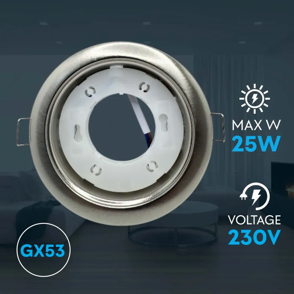 Recessed light GX53, up to 15W, IP20, L08-3, chrome satin