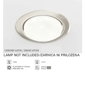 Recessed light GX53, up to 15W, IP20, L08-3, chrome satin