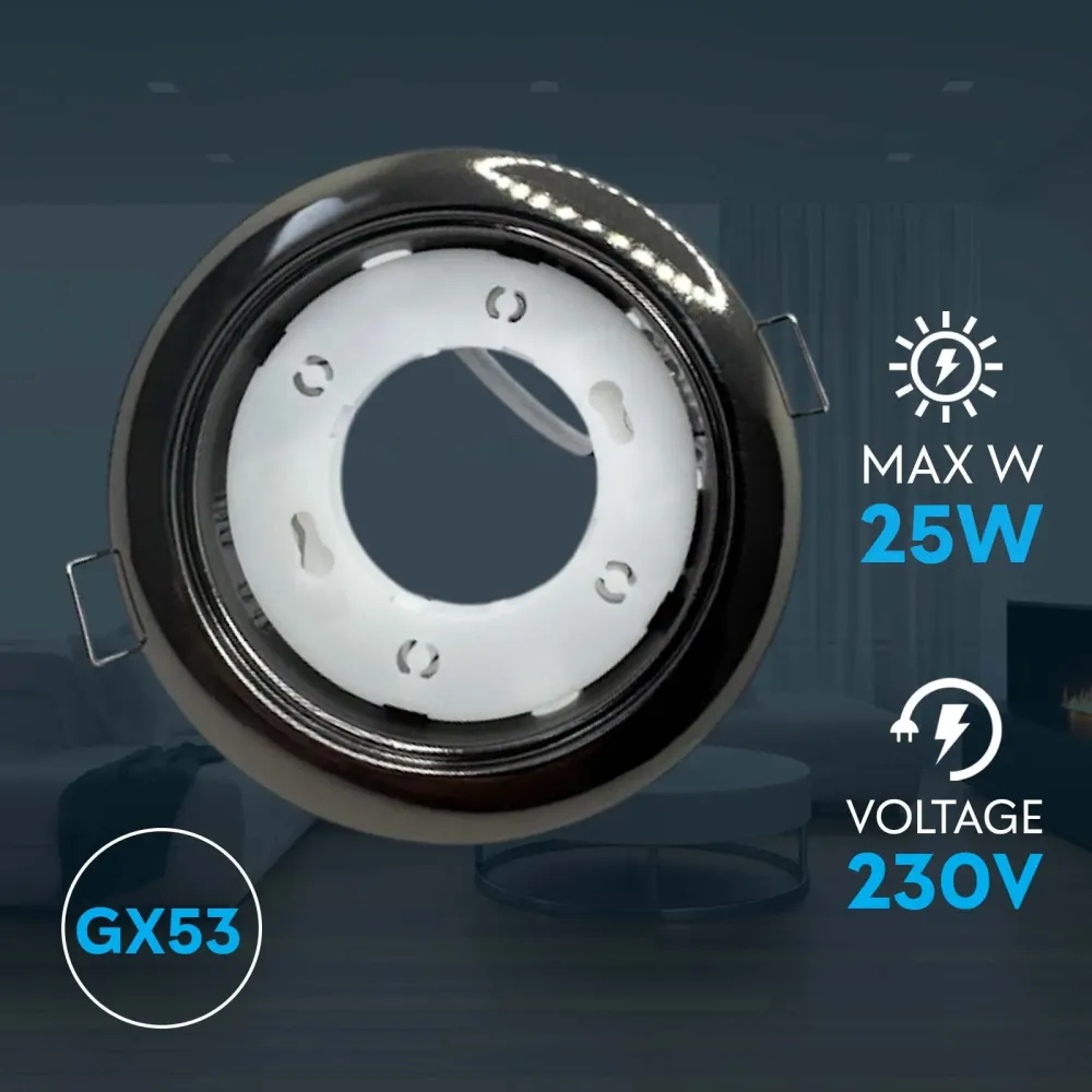 Vgradni Downlight GX53, do 15W, IP20, črni krom, L08-17