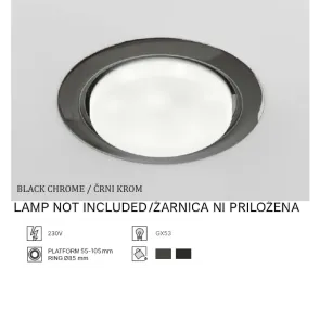 Vgradni Downlight GX53, do 15W, IP20, črni krom, L08-17
