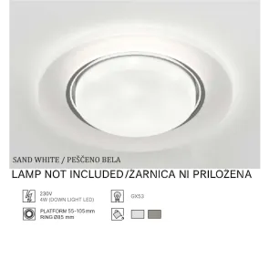 Recessed light GX53, up to 15W, IP20, L08-10, sand white