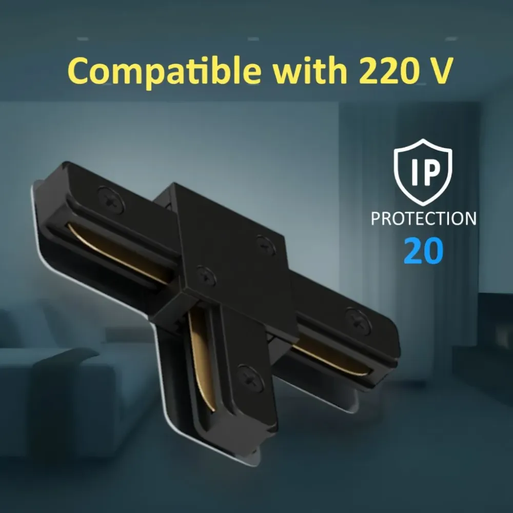 T-spoj za tirno vodilo IC 01-6 | 220V AC | IP20 | Črna