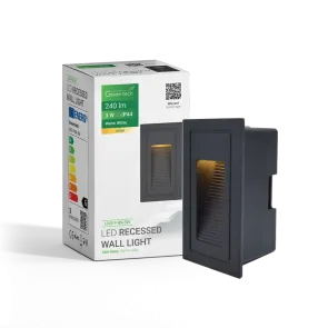 Vgradna LED stenska svetilka 3W 3000K IP44 (črna)