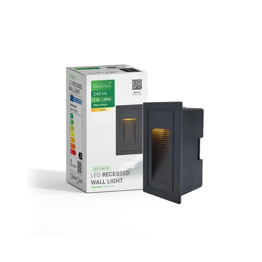 Vgradna LED stenska svetilka 3W 3000K IP44 (črna)