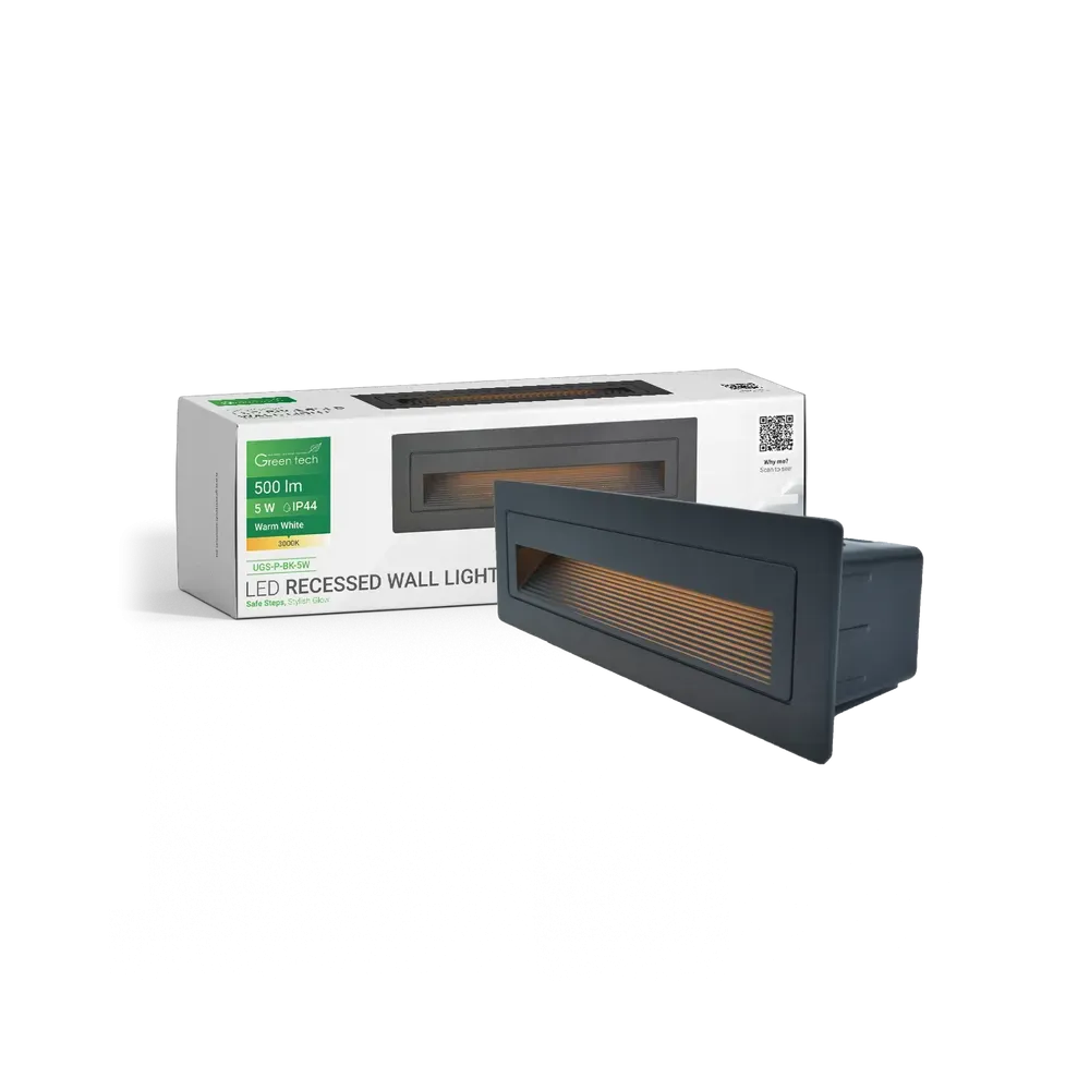 Recessed LED Wall Light 5W 3000K IP44 (Black)