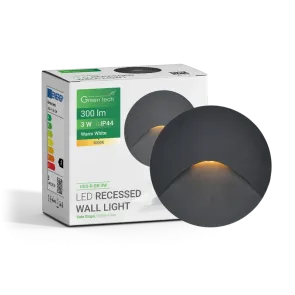 Okrogla vgradna LED svetilka 3W 3000K IP44 (črna)