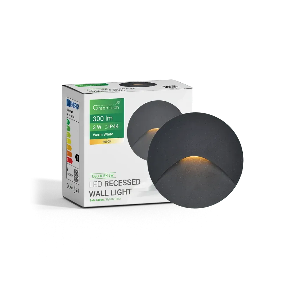 Okrogla vgradna LED svetilka 3W 3000K IP44 (črna)