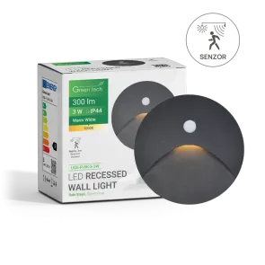 Vgradna LED svetilka s senzorjem 3W 3000K IP44 (črna)