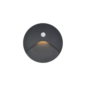 Recessed LED Wall Light with Sensor 3W 3000K IP44 (Black)