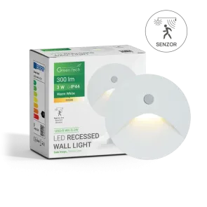 Vgradna LED svetilka s senzorjem 3W 3000K IP44 (bela)
