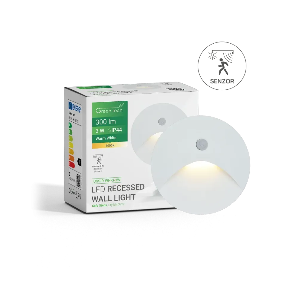 Vgradna LED svetilka s senzorjem 3W 3000K IP44 (bela)