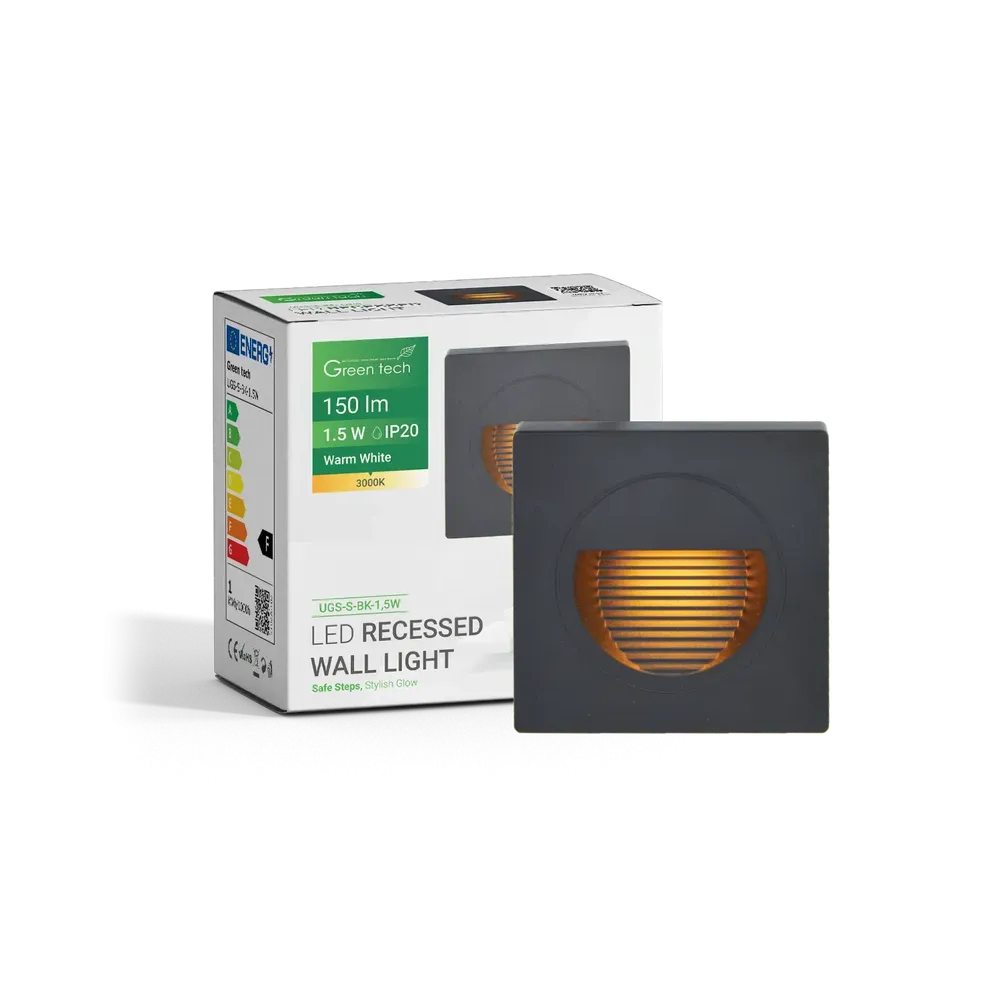Recessed LED Wall Light 1.5W 3000K IP20 (Black)