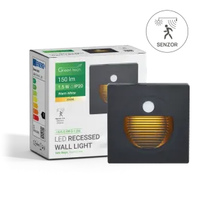 Vgradna LED svetilka s senzorjem 1.5W 3000K IP20 (črna)