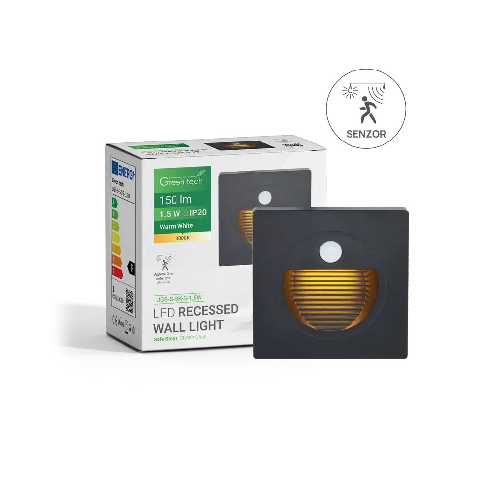 Vgradna LED svetilka s senzorjem 1.5W 3000K IP20 (črna)