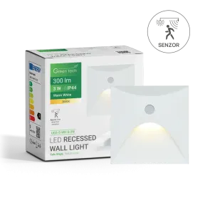 Vgradna LED svetilka s senzorjem 3W 3000K IP44 (bela)
