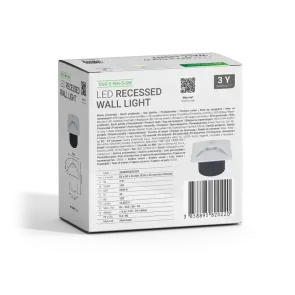 Recessed LED Wall Light with Sensor 3W 3000K IP44 (White)