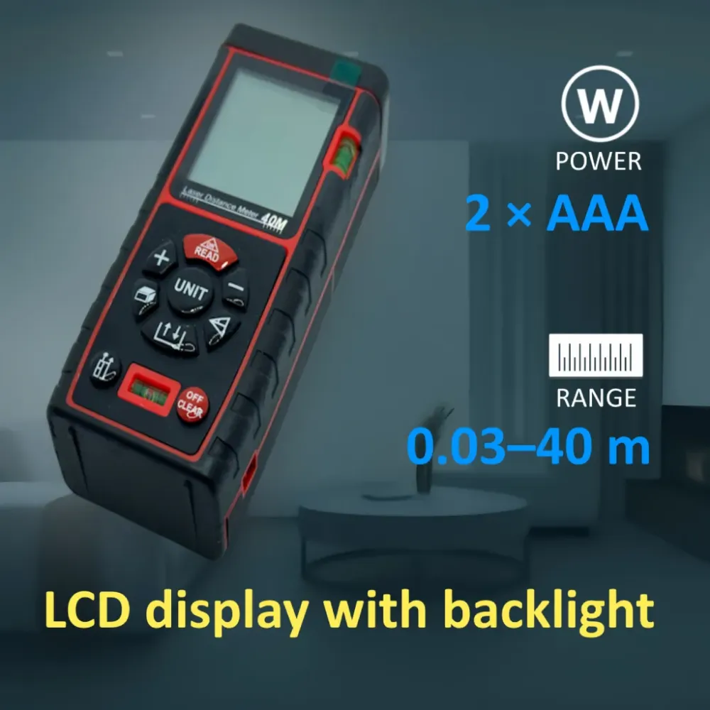 Laserski merilnik razdalje LM-40 | 40 m | Natančnost ±1 mm | LCD zaslon