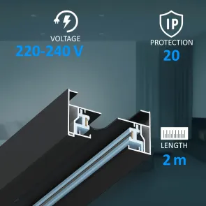 Track Rail TRK01-2 | 2 m | 220–240V | IP20 | Black Matt