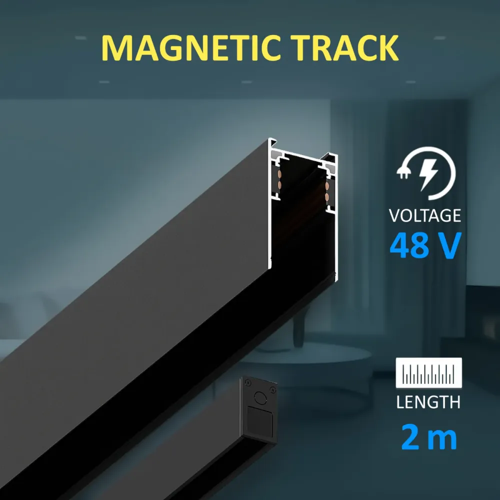 Magnetni šinovod TRM01-2 | 48 V | 2 m. Šinska razsvetljava. Tračna svetloba