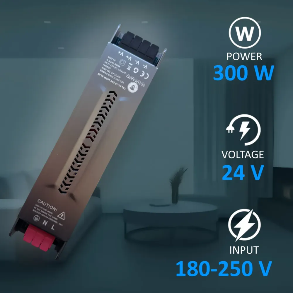 Napajalnik LED TSL02-10 | 24V | 300W | SLIM | AC180–250V / DC24V | IP20