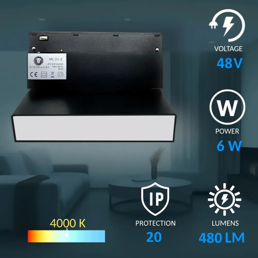 Recessed Downlight 48V, 6W, 4000K, 480lm, IP20, ML04-2