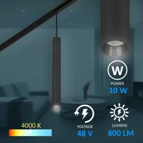 Pendant Light ML07-2BK, 48V, 10W, 4000K, 800LM – Magnetic Track Lighting