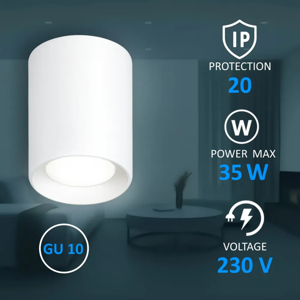 Surface-Mounted Downlight  GU10, up to 35W, IP20, SPT01-5