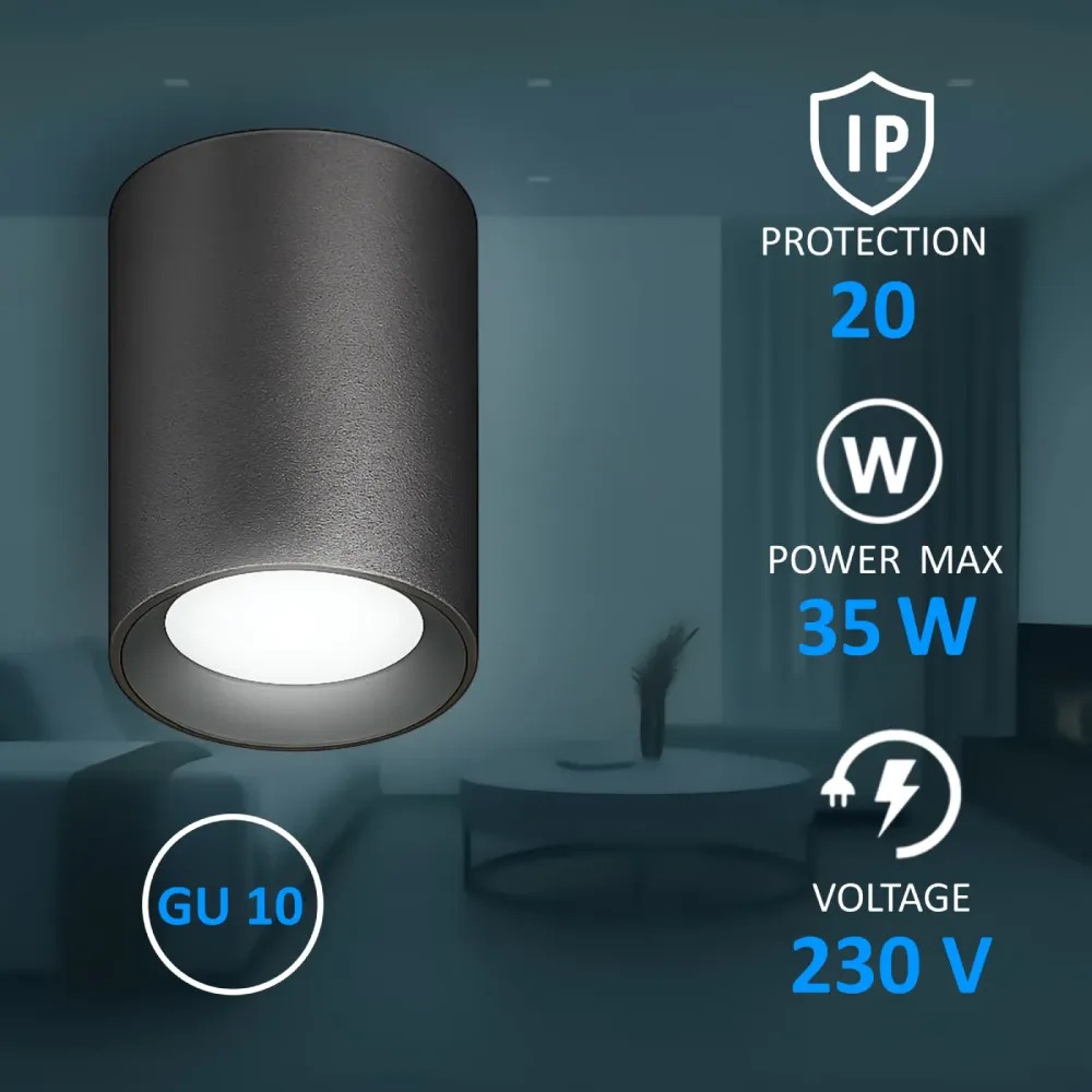 Surface-Mounted Lamp GU10, up to 35W, IP20, SPT01-6