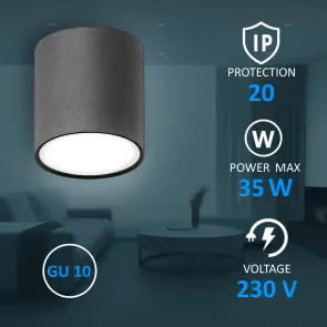 Surface Mounted Downlight GU10, up to 35W, IP20, SPT01-9