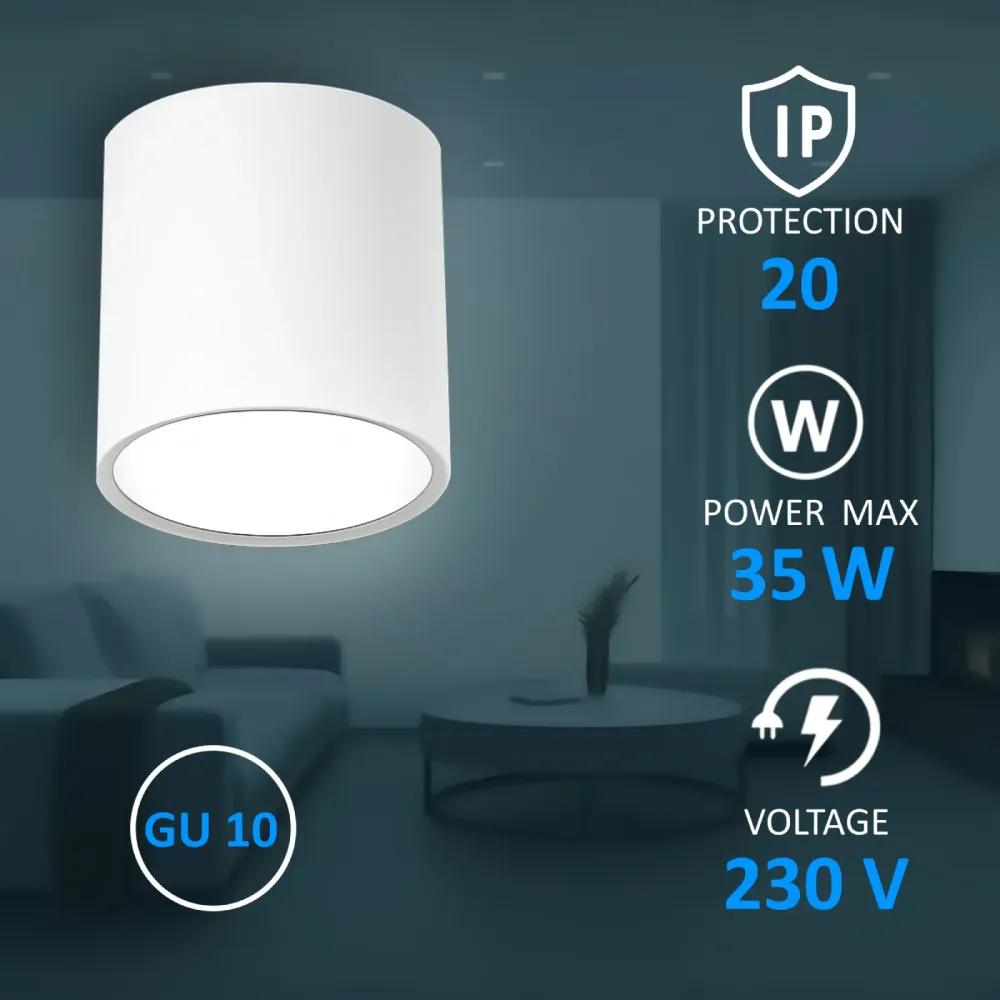 Surface Mounted Downlight GU10, up to 35W, IP20, SPT01-10
