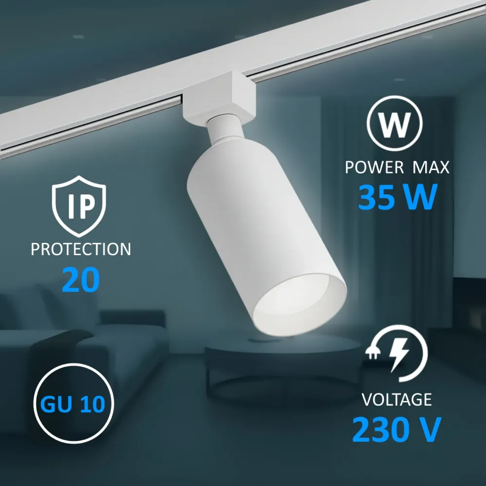 Track Light GU10, up to 35W, IP20, TRL01-1