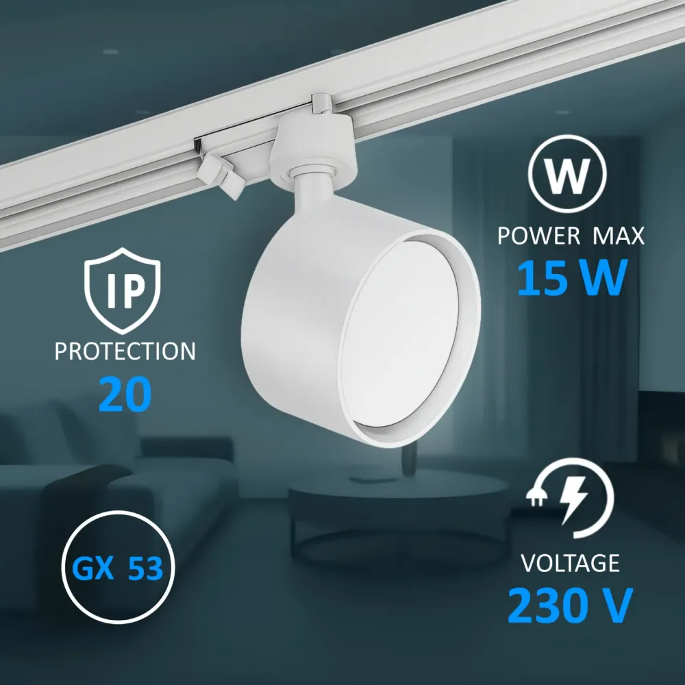 Track Light GX53, up to 15W, IP20, TRL01-4