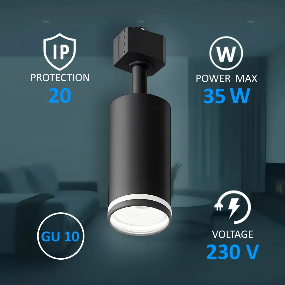 TRL01-7 Track Light, GU10 up to 35W, IP20 — 230V