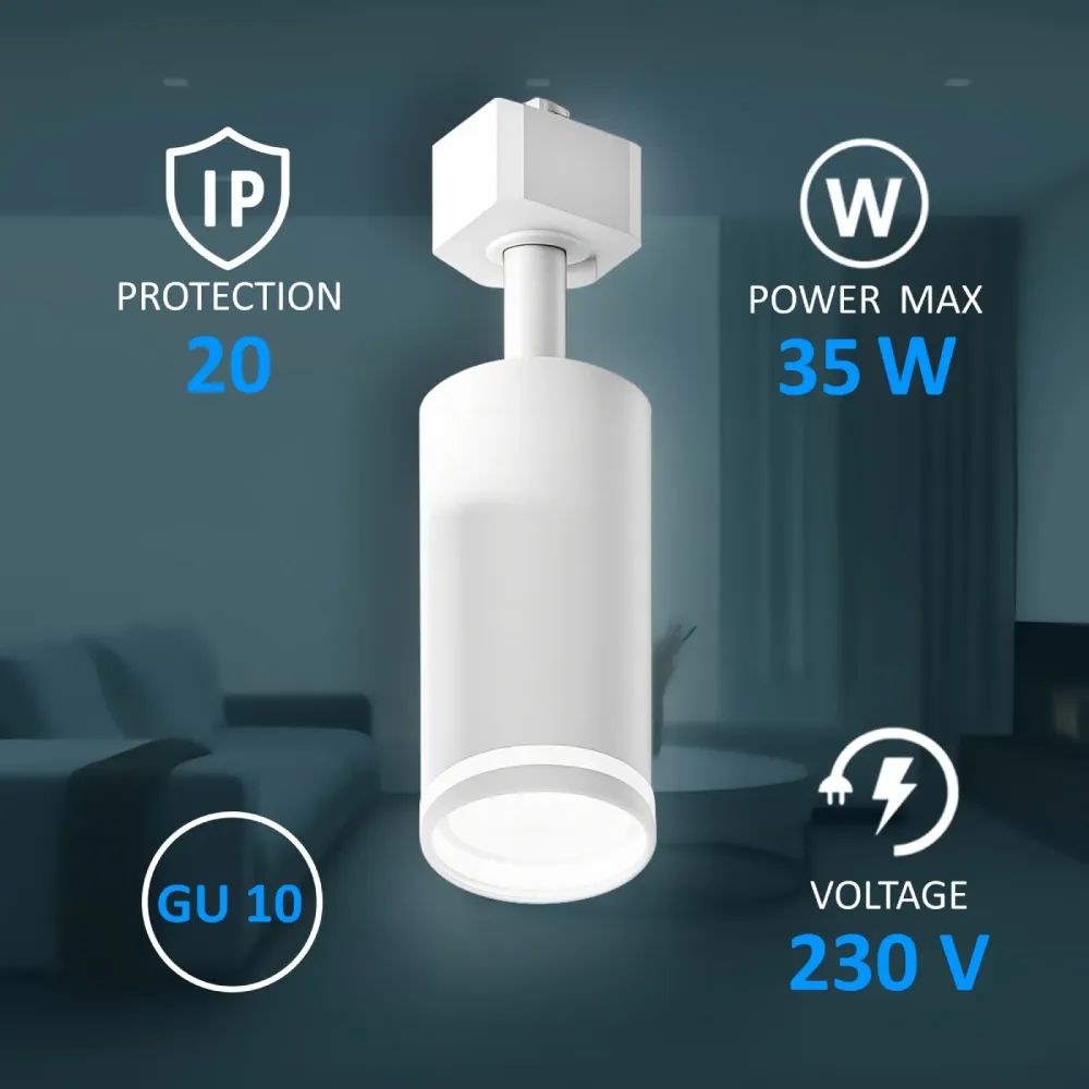 Track Light GU10, up to 35W, IP20, TRL01-8