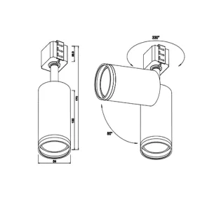 Track Light GU10, up to 35W, IP20, TRL01-8