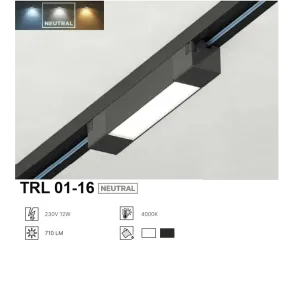Tirna svetilka LED, 12W, 4000K, 710Lm, IP20, TRL01-16. Šinska razsvetljava. Reflektor. Tračni luč