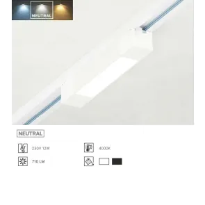 Track Light LED, 12W, 4000K, 710Lm, IP20, TRL01-15