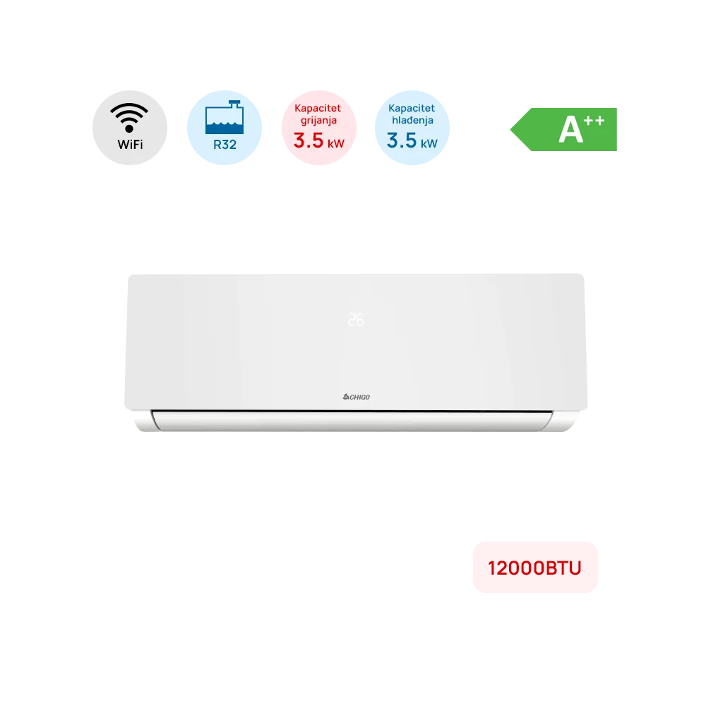 Klimatska naprava CHIGO 12000 BTU 3.5kW A++ WiFi inverter