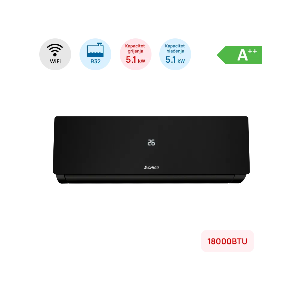 CHIGO 18000 BTU 5.1kW A++ Air Conditioner WiFi Inverter