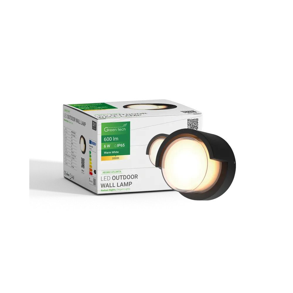 GREEN TECH LED zunanja zidna svetilka Green Tech ATLANTA, 6W, 3000K, IP65 - AB2882